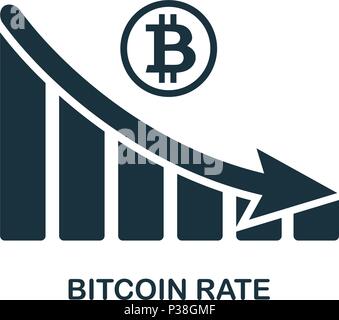 Diminution du taux des bitcoins icône graphique. Application pour mobile, l'impression, l'icône du site web. L'élément simple à chanter. Bitcoin monochrome diminution de taux icône graphique illustration. Illustration de Vecteur