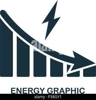 Diminution de l'énergie l'icône graphique. Application pour mobile, l'impression, l'icône du site web. L'élément simple à chanter. Diminution de l'énergie l'icône monochrome graphique illustration. Illustration de Vecteur