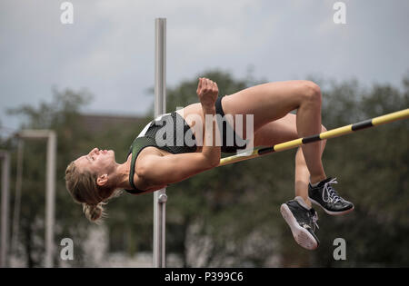 Ratingen, Allemagne. 16 Juin, 2018. Carolin SCHAEFER (Schafer) (GER/LG action Eintracht Francfort), saut en hauteur. L'athlétisme Stadtwerke Düsseldorf tout autour de réunion, à partir de la 16.06. -17.06.2018 à Ratingen, Allemagne. Utilisation dans le monde entier | Credit : dpa/Alamy Live News Banque D'Images