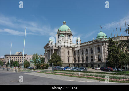 Belgrade, Serbie - 30 Avril 2018 : la chambre de l'Assemblée Nationale de Serbie, est situé sur la place Nikola Pasic Banque D'Images