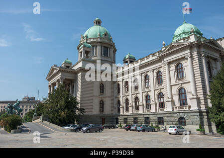 Belgrade, Serbie - 30 Avril 2018 : la chambre de l'Assemblée Nationale de Serbie, est situé sur la place Nikola Pasic Banque D'Images