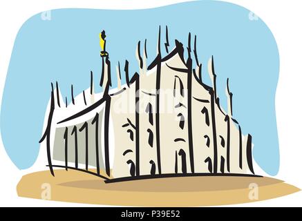 Vector illustration de la Duomo de Milan en Italie Illustration de Vecteur