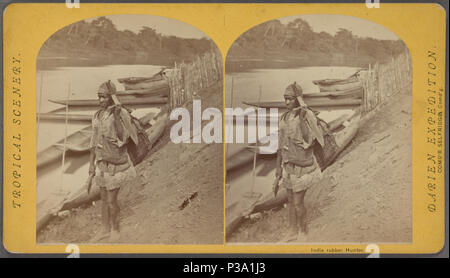 . India rubber Hunter. Titre alternatif : paysage tropical. Expédition de Darien. Comd'r Selfridge, commandant de l'g. Couverture : 1870 ?-1871 ?. Article 9-7-2006 numérique publié ; mise à jour 6-25-2010. 153 India rubber Hunter, de Robert N. Dennis collection de vues stéréoscopiques Banque D'Images