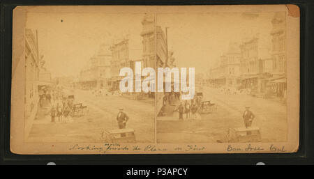174 à au nord vers la Plaza sur Première, San Jose, Cal, de Robert N. Dennis collection de vues stéréoscopiques Banque D'Images