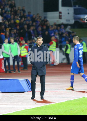 REYKJAVIK, ISLANDE - 5 septembre 2017 : Entraîneur de l'équipe nationale de football Ukraine Andriy Shevchenko ressemble sur pendant la Coupe du Monde FIFA 2018 se qualifier Banque D'Images