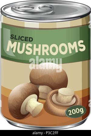 Un champignons tranchés dans pouvez sur fond blanc illustration Illustration de Vecteur