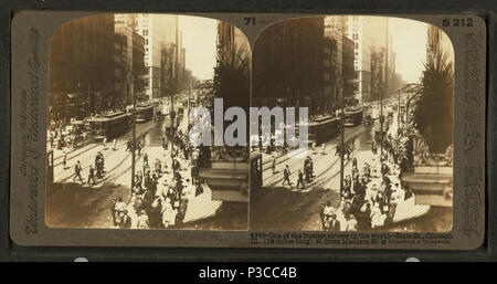 . L'une des rues les plus animées du monde - State Street, Chicago, Illinois (18 milles de long). Au nord de Madison Street. Couverture : 1865 ?-1915 ?. Mentions légales Source : 1865 ?-1915 ?. Point numérique publié le 6-15-2005 ; mise à jour 2-12-2009. 224 L'une des rues les plus animées du monde - State Street, Chicago, Illinois (18 milles de long). Au nord de Madison Street, à partir de Robert N. Dennis collection de vues stéréoscopiques Banque D'Images