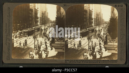 224 L'une des rues les plus animées du monde - State Street, Chicago, Illinois (18 milles de long). Au nord de Madison Street, à partir de Robert N. Dennis collection de vues stéréoscopiques Banque D'Images