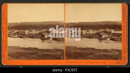 Panorama 229 d'Oregon City et la Willamette Falls, par Watkins, Carleton E., 1829-1916 Banque D'Images