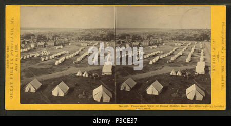 . Vue panoramique du quartier brûlé de l'Observatoire, à au sud-ouest. Titre alternatif : ruines de l'incendie de Portland, Maine, le 4 juillet 1866. 489. Référence : 1866. Article 3-9-2006 numérique publié ; mise à jour 2-12-2009. 230 Vue panoramique de l'Holocauste de l'Observatoire du district, à la région du sud-ouest, par John P. Soule Banque D'Images