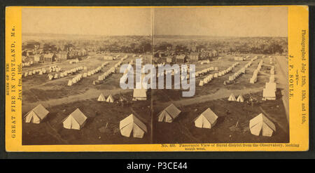 . Vue panoramique de l'Holocauste, district de l'Observatoire, à au sud-ouest. Titre alternatif : ruines de l'incendie de Portland, Maine, le 4 juillet 1866. 489. Référence : 1866. Article 3-9-2006 numérique publié ; mise à jour 2-12-2009. 230 Vue panoramique de l'Holocauste, district de l'Observatoire, à au sud-ouest, par John P. Soule Banque D'Images