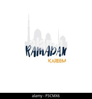 Ramadan kareem religion musulmane saint mois télévision modèle de carte de vœux sur fond blanc Illustration de Vecteur