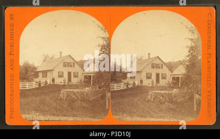 . Les personnes qui se font passer en face de la maison avec des clôtures. Couverture : 1865 ?-1885 ?. Article 3-9-2006 numérique publié ; mise à jour 2-13-2009. 234 personnes posant devant la maison avec des clôtures, par Goodrich, C. (Carlisle) Banque D'Images