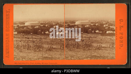 . Salt Lake City, Utah, montrant Mormon Tabernacle. Titre alternatif : paysages américains. Une vue sur le Tabernacle de Salt Lake City de l'Église de Jésus-Christ des Saints des Derniers Jours et c'est l'entoure . Couverture : 1865 ?-1910 ?. Mentions légales Source : 1865 ?-1910 ?. Point numérique publié le 1-25-2006 ; mise à jour 2-13-2009. 262 Salt Lake City, Utah, montrant, par l'Étang Tabernacle Mormon, C. L. (Charles L.) Banque D'Images