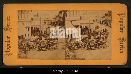 288 Scène de rue avec des personnes et des chariots, Los Angeles, Californie, à partir de Robert N. Dennis collection de vues stéréoscopiques 2 Banque D'Images
