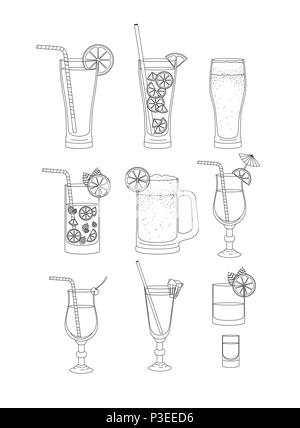 Meilleures boissons set icons Illustration de Vecteur