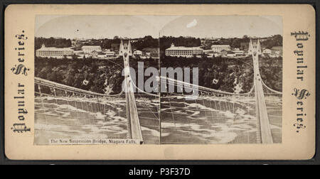 . Le nouveau pont suspendu, Niagara Falls. Titre alternatif : séries populaires. Référence : [1860 ?-1885 ?]. Article publié le 8-11-2006 numérique ; mis à jour le 2-11-2009. 315 Le nouveau pont suspendu, Niagara Falls, de Robert N. Dennis collection de vues stéréoscopiques Banque D'Images