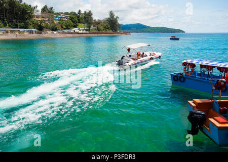 Transport de l'eau, Rajeev Gandhi Water Sports Complex et Aberdeen Jetty, Îles d'Andaman Banque D'Images