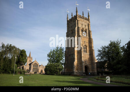 L'église Saint-Laurent et clocher de l'abbaye, Evesham, Worcestershire, Angleterre, RU Banque D'Images