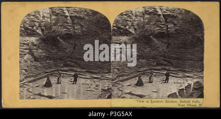 . Vue dans la cuisine de Lucifer, Enfield Falls, près de Ithaca, N.Y. Couverture : [1860 ?-1885 ?]. Mentions légales Source : [1860 ?-1885 ?]. Article publié le 6-14-2006 numérique ; mis à jour le 2-11-2009. 349 Voir dans la cuisine de Lucifer, Enfield Falls, près de Ithaca, N.Y, à partir de Robert N. Dennis collection de vues stéréoscopiques Banque D'Images