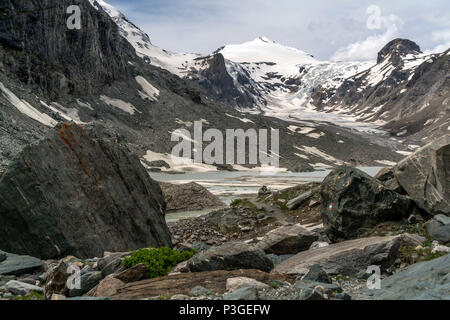 Pasterze, die der fait Gletscher Österreichs und der Johannisberg, Hohe Tauern, Kärnten, Autriche | Le plus long glacier Pasterze, dans l'Autriche un Banque D'Images