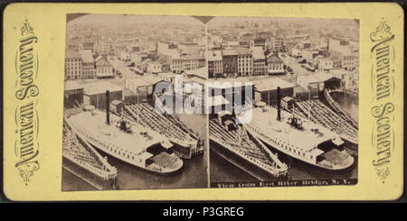 . Vue depuis le pont de la rivière de l'Est. Titre alternatif : paysages américains. Couverture : 1858 ?-1910 ?. Article 3-9-2006 numérique publié ; mise à jour 2-11-2009. 345 Vue depuis le pont de la rivière de l'Est, à partir de Robert N. Dennis collection de vues stéréoscopiques Banque D'Images