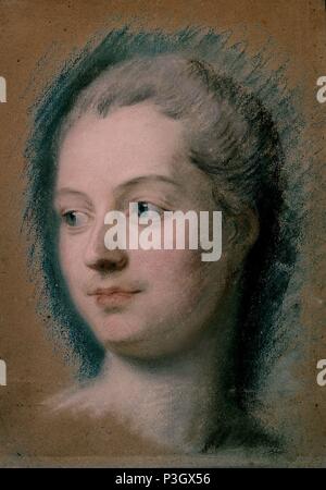 Portrait de madame de Pompadour (1721-64) - 1752 - 32x24 cm - pastel sur papier - Rococo. Auteur : Maurice Quentin de La Tour (1704-1788). Lieu : MUSÉE DU LOUVRE-DESSINS, FRANCE. Aussi connu sous : MARQUESA DE POMPADOUR, AMANTE DE LUIS XV. Banque D'Images