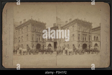 . Vue sur les camions de pompiers et des échelles. Titre alternatif : Troy, N.Y. et environs. Couverture : 1870 ?-1905 ?. Point numérique publié le 4-27-2006 ; mise à jour 2-11-2009. 360 Avis de véhicules d'incendie et d'échelles, de Robert N. Dennis collection de vues stéréoscopiques Banque D'Images