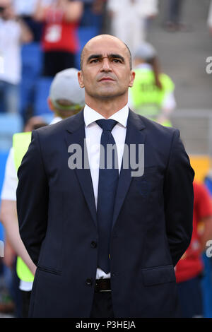 18 juin 2018, la Russie, Sotchi : Football : Coupe du monde, l'étape préliminaire, le groupe G : Belgique contre le Panama dans le stade de Sotchi. Belgique entraîneur en chef Roberto Martinez Montoliu avant le jeu. Photo : Marius Becker/dpa Banque D'Images