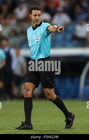 Volgograd, Russie. 18 Juin, 2018. Roldan Wilmar arbitre pendant la Coupe du Monde FIFA 2018 match du groupe G entre la Tunisie et l'Angleterre à Volgograd Arena le 18 juin 2018 dans la région de Volgograd, Russie. Credit : PHC Images/Alamy Live News Banque D'Images