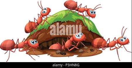 Un trou rouge feu Fourmis et illustration Illustration de Vecteur