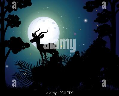 Une Silhouette Deer Nigh illustration Illustration de Vecteur