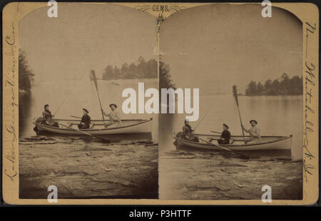 39 Navigation de plaisance et la pêche sur le lac George, à partir de Robert N. Dennis collection de vues stéréoscopiques Banque D'Images