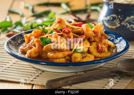 Chilli crevettes Goan fry. L'alimentation de Goa Banque D'Images