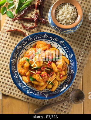 Chilli crevettes Goan fry. L'alimentation de Goa Banque D'Images