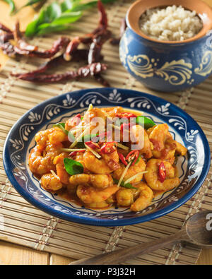 Chilli crevettes Goan fry. L'alimentation de Goa Banque D'Images