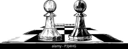 Dessin Artistique vecteur Illustration de deux pions d'échecs face à face Illustration de Vecteur