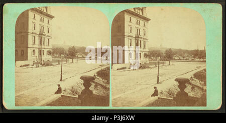 363 Vue sur jardin public et commun de Newbury St, par John B. Heywood Banque D'Images