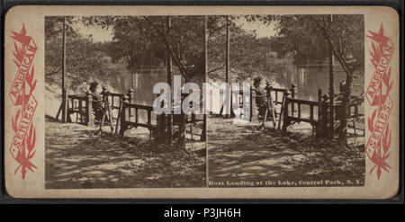 . Boat Landing au bord du lac, Central Park, NEW YORK) TITRE ALTERNATIF : série américaine. Référence : [1865 ?-1905 ?]. Article publié le 4-12-2006 numérique ; mis à jour le 6-25-2010. 39 Boat Landing au bord du lac, de Central Park, N.Y, à partir de Robert N. Dennis collection de vues stéréoscopiques Banque D'Images