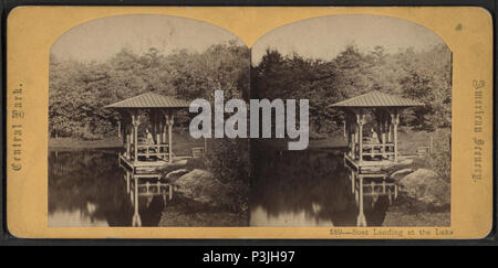 . Débarquement en bateau sur le lac. Titre alternatif : American scenery, Central Park. Référence : [1865 ?-1905 ?]. Article publié le 4-12-2006 numérique ; mis à jour le 6-25-2010. 39 Boat Landing au bord du lac, à partir de Robert N. Dennis collection de vues stéréoscopiques Banque D'Images