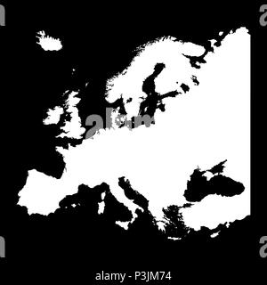 Carte de l'Europe conception silhouette isoler sur noir Illustration de Vecteur