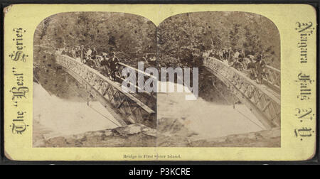 . Premier pont à l'île soeur. Titre alternatif : la "meilleure" series, Niagara Falls, NY Référence : [1860 ?-1885 ?]. Article publié le 8-11-2006 numérique ; mis à jour le 2-11-2009. 45 Pont à l'Île Sœur, à partir de la première Robert N. Dennis collection de vues stéréoscopiques Banque D'Images