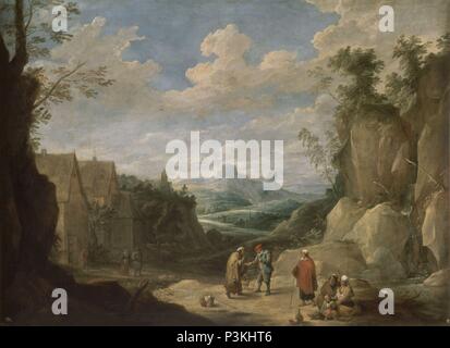 PAISAJE CON GITANOS - siglo XVII - OLEO/LIENZO - 177x239 cm - ESCUELA FLAMENCA - NP 1818. Auteur : David Teniers le Jeune (1610-1690). Emplacement : Museo del Prado-PINTURA, MADRID, ESPAGNE. Banque D'Images