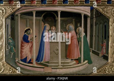 LA ANUNCIACION - DET DE LA PREDELA : PRESENTACION EN EL TEMPLO - HACIA 1426 - TEMPERA/TABLA - ESCUELA ITALIANA - NP 15 - 6994 Conj. Auteur : Fra Angelico (ch. 1395-1455). Emplacement : Museo del Prado-PINTURA, MADRID, ESPAGNE. Banque D'Images