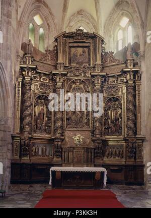 RETABLO DE NUESTRA SEÑORA DE BELÉN. FLAMENCO POLICROMADO S XV. Auteur : Rogier van der Weyden (ch. 1399-1464). Emplacement : IGLESIA DE LA ASUNCION, Laredo, ESPAGNE. Banque D'Images