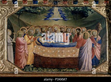 L'Annonciation - Détail de la Dormition de la Sainte Vierge. Madrid, musée du Prado. Auteur : Fra Angelico (ch. 1395-1455). Emplacement : Museo del Prado-PINTURA, MADRID, ESPAGNE. Banque D'Images