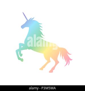 Vector illustration of unicorn silhouette. Unicorn arc-en-ciel Illustration de Vecteur