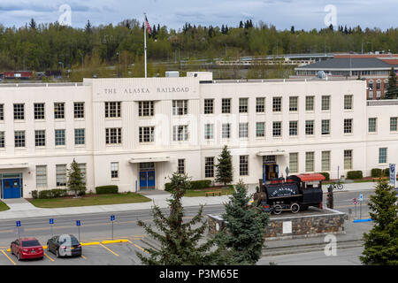 Station de chemin de fer de l'Alaska, Anchorage, Alaska, vendredi 18 mai, 2018. Banque D'Images