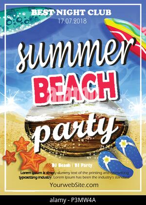 Beach Party d'été vecteur Flyer Design Illustration de Vecteur
