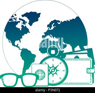 Organisation mondiale de la planète terre avec tourism icons set Illustration de Vecteur